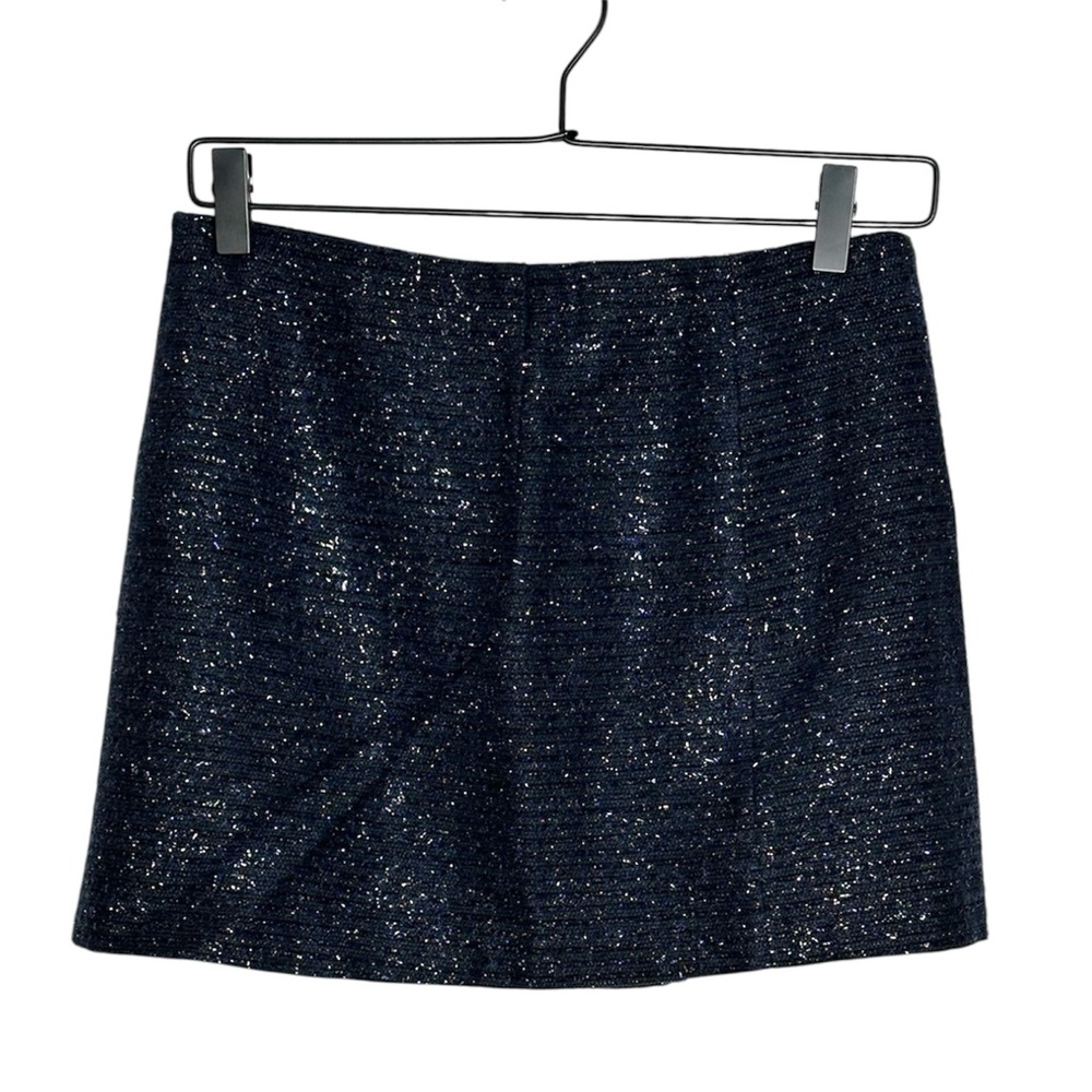 Zara Basic Navy Metallic Textured Mini Skirt Size… - image 1